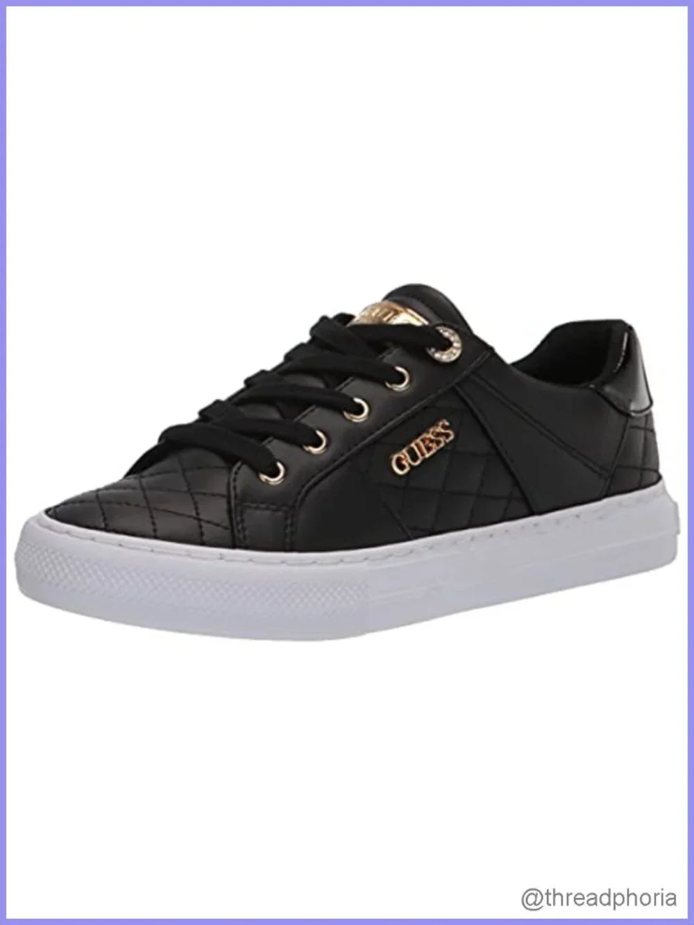 Quilted Faux Leather Lace-Up Fashion Sneakers with Cushioned Footbed